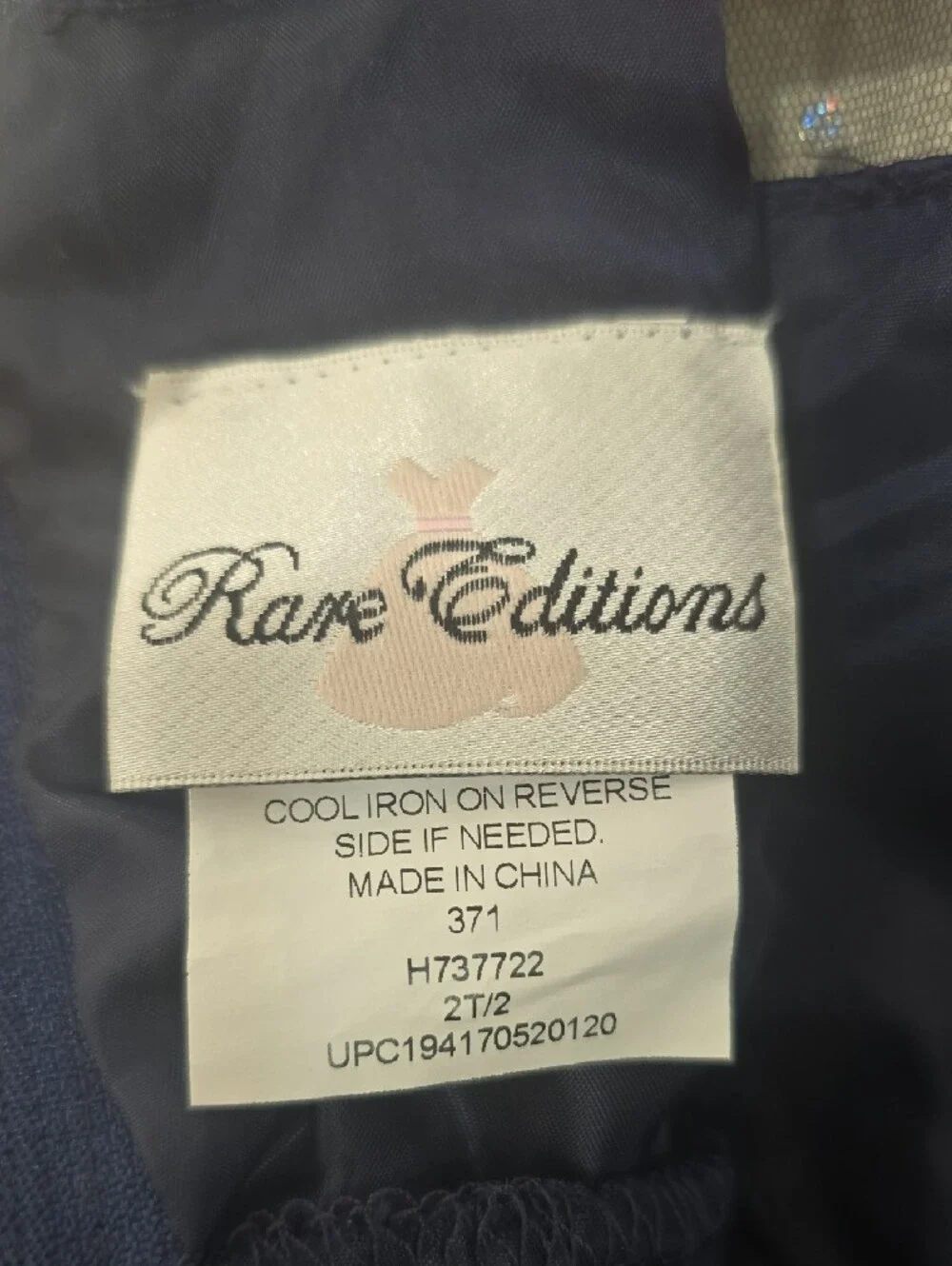 Rare Editions Navy Sparkle Tulle Dress with Jeweled Belt